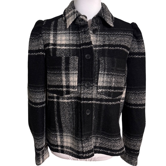 GAP Plaid Wool Black and Gray Women's Jacket - Picture 1 of 7